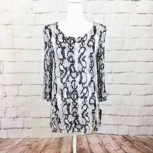 Ellen Tracy Snakeskin Print Zipper Detail TunicTop